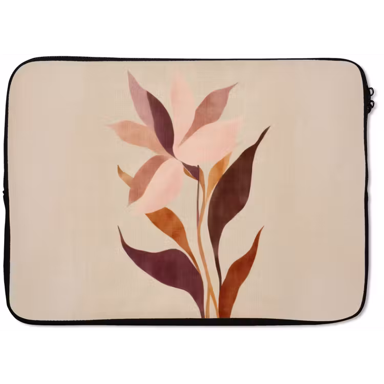Bloemen - Blaadjes - Minimalistisch - Roze laptophoes neopreen klein -zkaufland3dotto