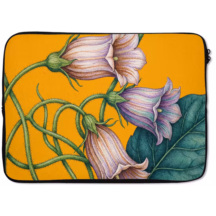 Laptop hülle - Blumen – Botanik – Gelb - Bloemen - Botanisch - Geel laptophoes neopreen klein