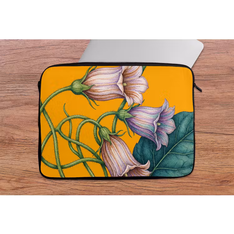 Laptop hülle - Blumen – Botanik – Gelb - Bloemen - Botanisch - Geel laptophoes neopreen klein