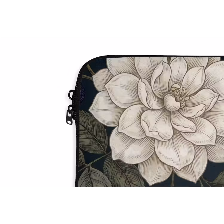 Bloemen - Botanisch - Illustratie - Donker - Vintage laptophoes neopreen klein -detail