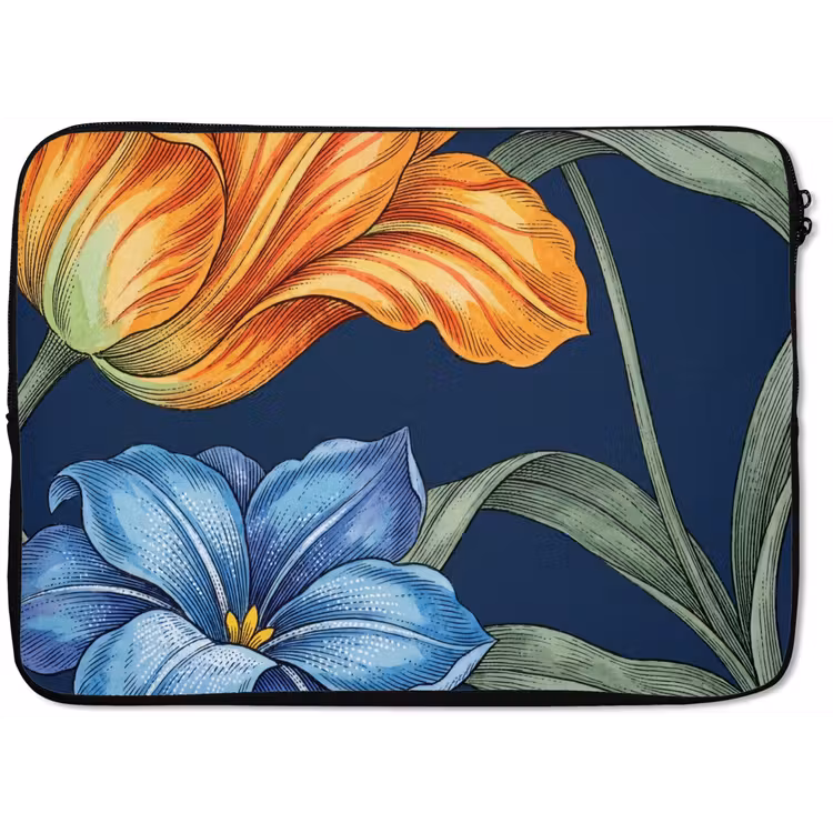 Laptop hülle - Blumen – Botanik – Muster - Bloemen - Botanisch - Patroon laptophoes neopreen klein