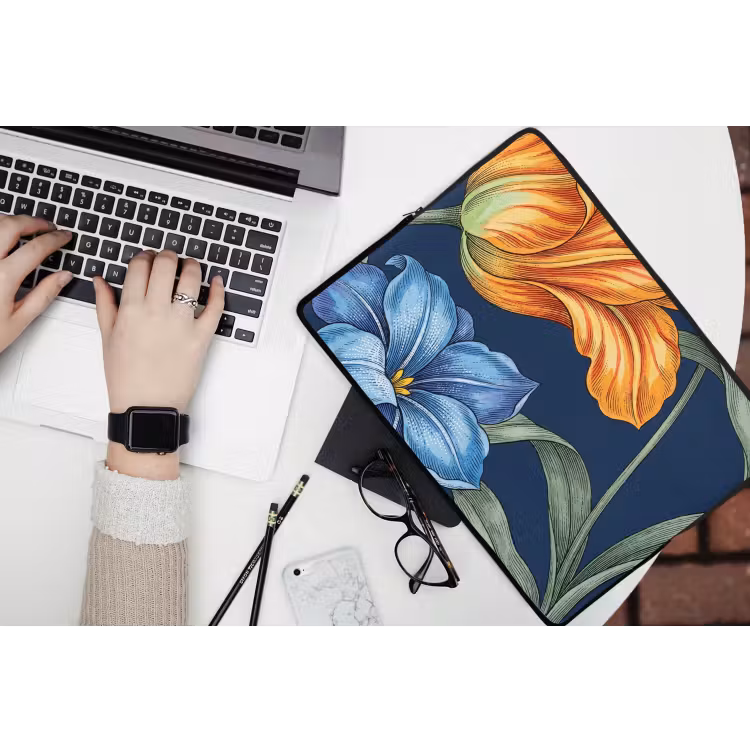 Laptop hülle - Blumen – Botanik – Muster - Bloemen - Botanisch - Patroon laptophoes neopreen klein