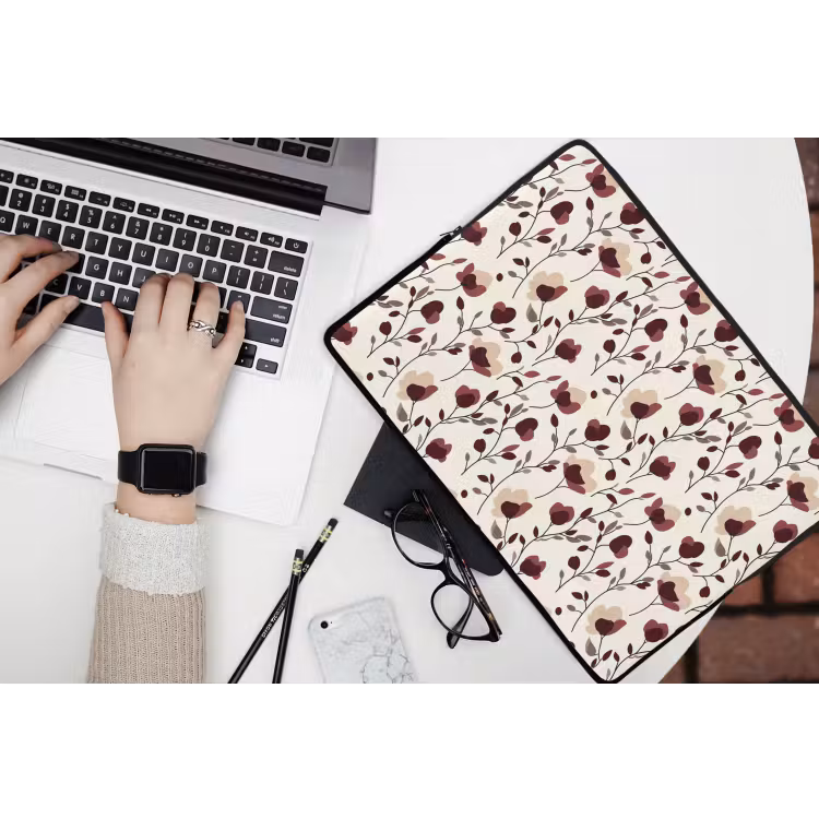 Bloemen - Botanisch - Bordeaux laptophoes neopreen klein 279 -bureau