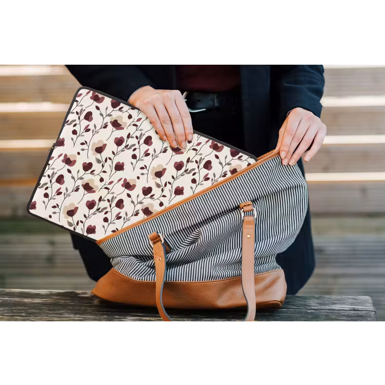 Bloemen - Botanisch - Bordeaux laptophoes neopreen klein 279 -tas