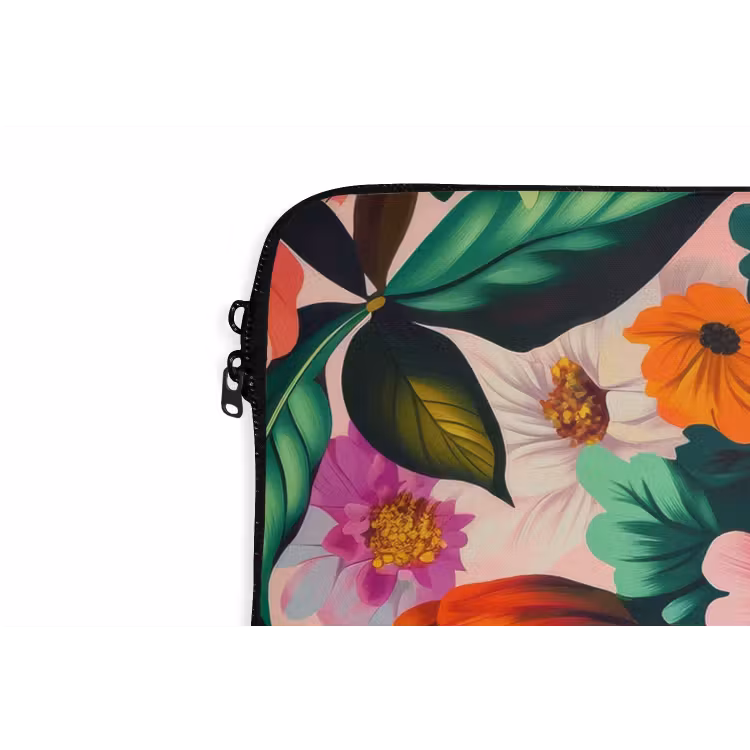Bloemen - Kleurrijk - Roze laptophoes neopreen klein -detail