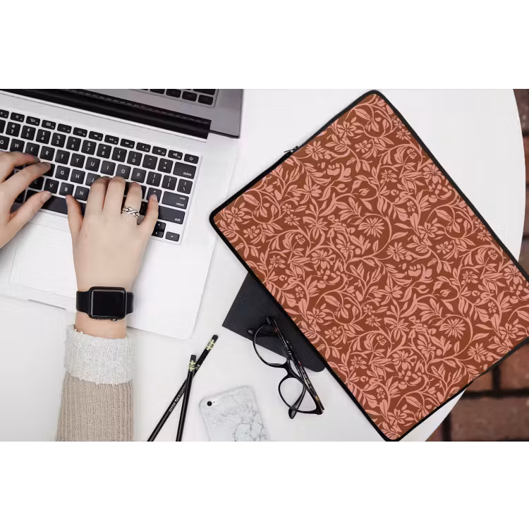 Bloemen - Print - Roze laptophoes neopreen klein 279 -bureau