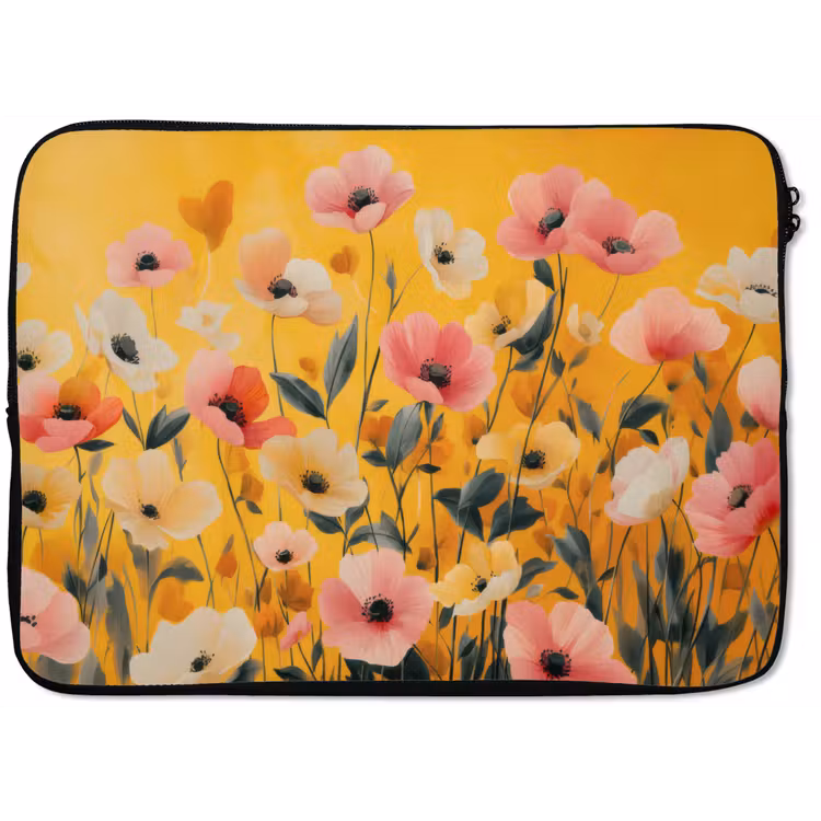 Bloemen - Veld - Geel laptophoes neopreen klein -zkaufland3dotto