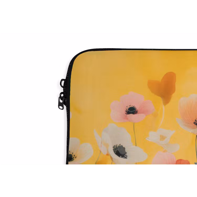 Bloemen - Veld - Geel laptophoes neopreen klein -detail