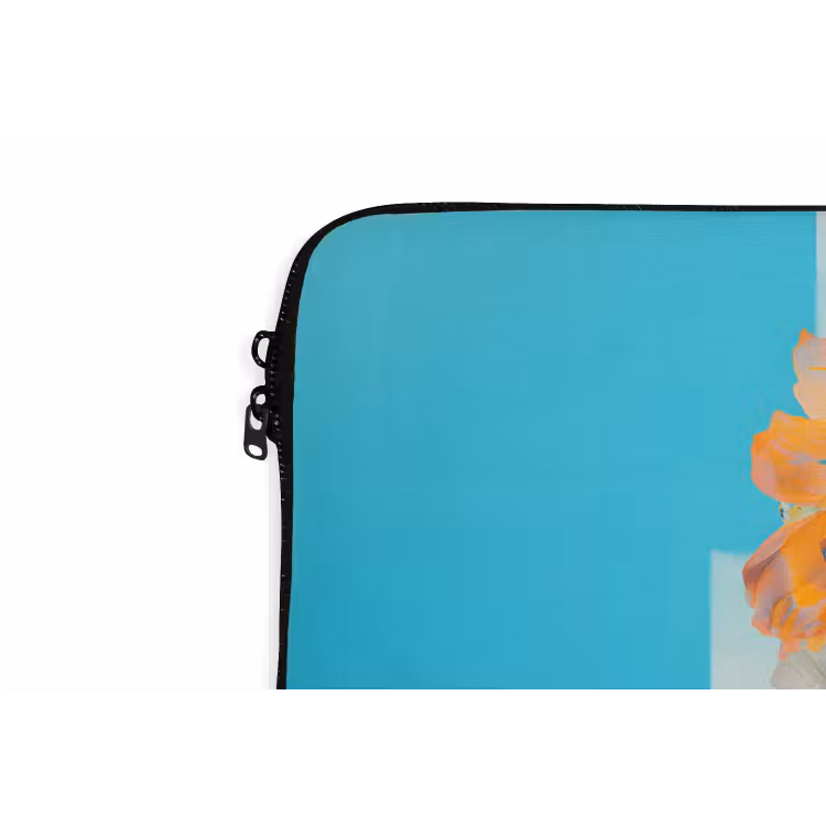 Bloemen - Vrouw - Zonnebril - Blauw laptophoes neopreen klein -detail