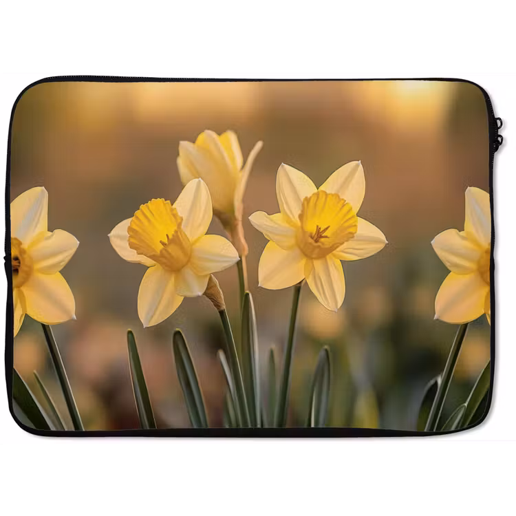 Bloemen - Geel - Wazig laptophoes neopreen klein -zkaufland3dotto