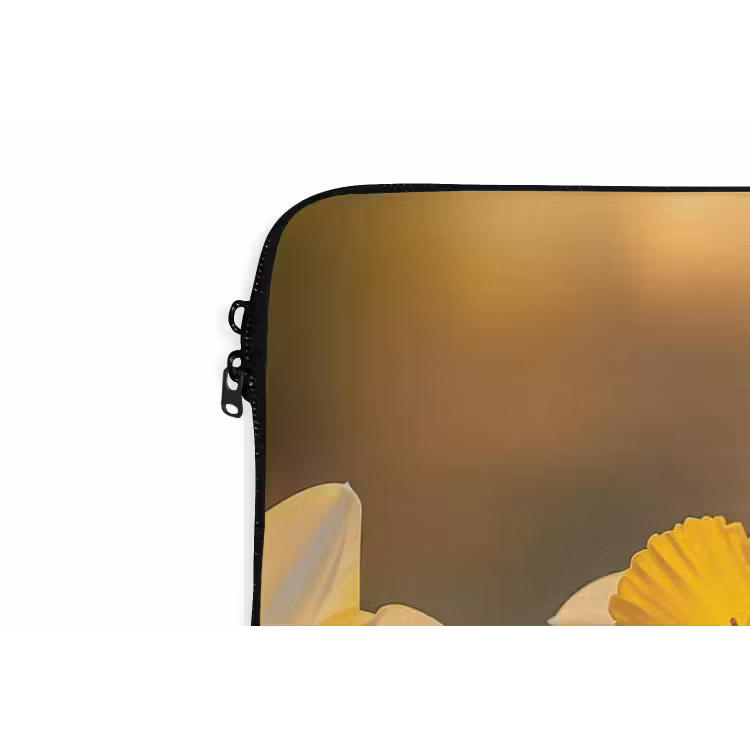 Bloemen - Geel - Wazig laptophoes neopreen klein -detail