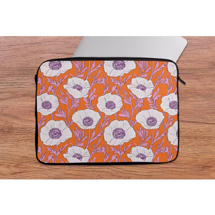 Bloemen - Grafisch - Oranje laptophoes neopreen klein 279 -tafel