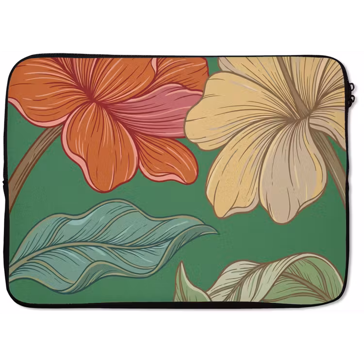 Laptop hülle - Blumen – Grün – Illustration - Bloemen - Groen - Illustratie laptophoes neopreen klein
