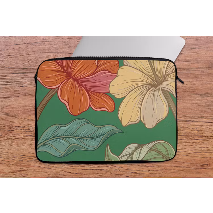 Laptop hülle - Blumen – Grün – Illustration - Bloemen - Groen - Illustratie laptophoes neopreen klein