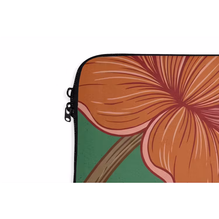 Laptop hülle - Blumen – Grün – Illustration - Bloemen - Groen - Illustratie laptophoes neopreen klein