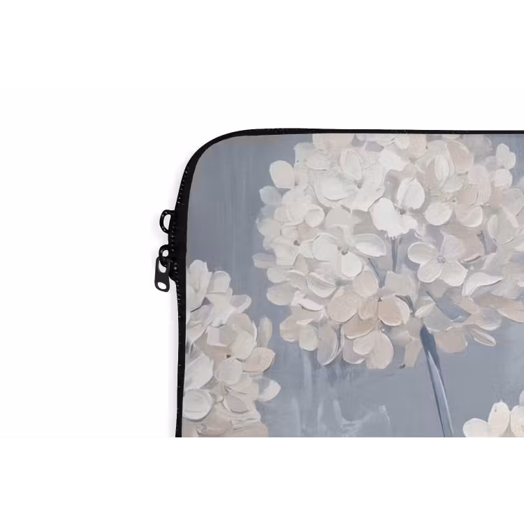 Bloemen - Illustratie - Blauw laptophoes neopreen klein -detail