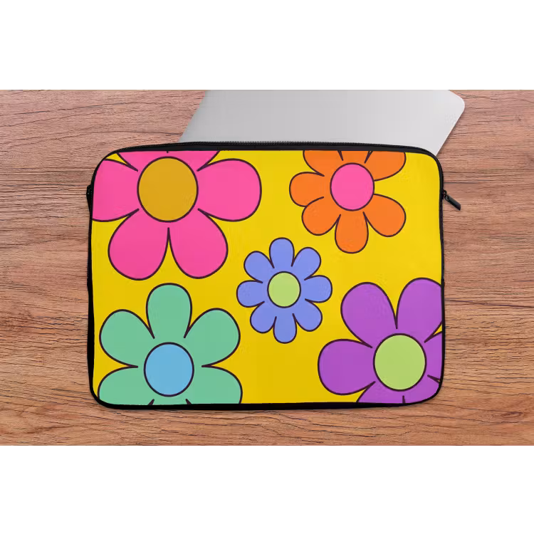 Bloemen - Illustratie - Kleurrijk laptophoes neopreen klein -tafel