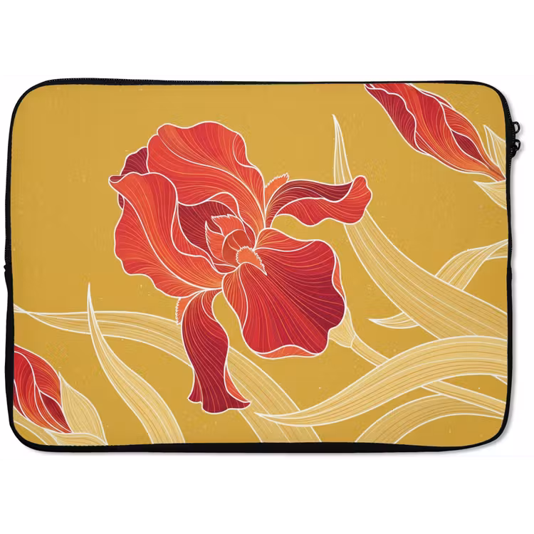 Laptop hülle - Blumen – Illustration – Rot - Bloemen - Illustratie - Rood laptophoes neopreen klein