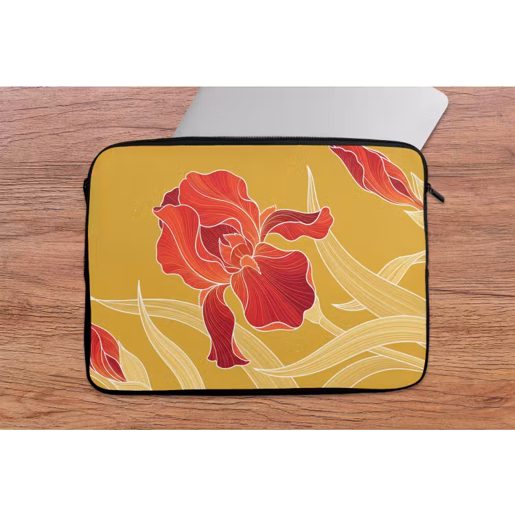 Laptop hülle - Blumen – Illustration – Rot - Bloemen - Illustratie - Rood laptophoes neopreen klein