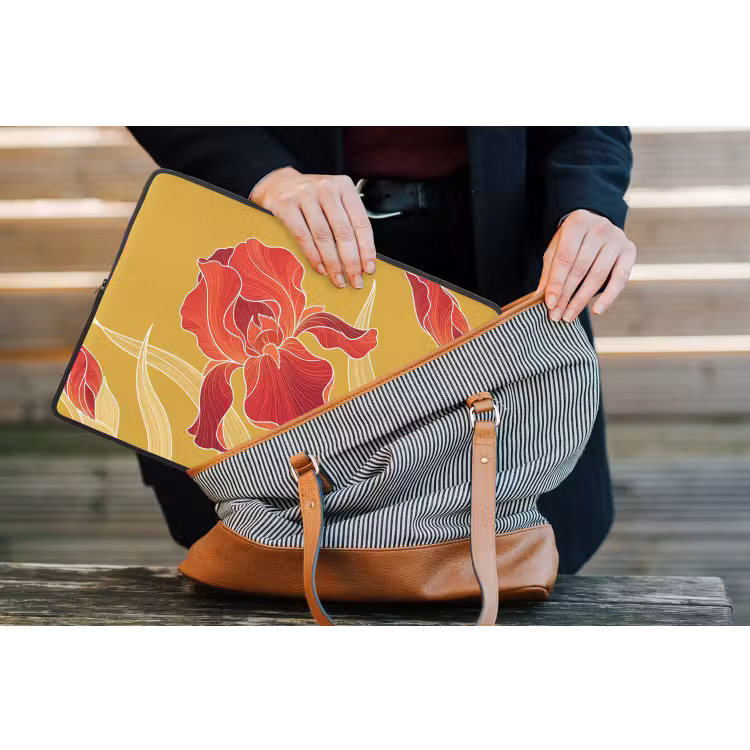 Laptop hülle - Blumen – Illustration – Rot - Bloemen - Illustratie - Rood laptophoes neopreen klein