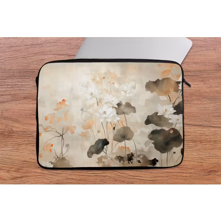 Bloemen - Japandi - Wabi sabi laptophoes neopreen klein -tafel