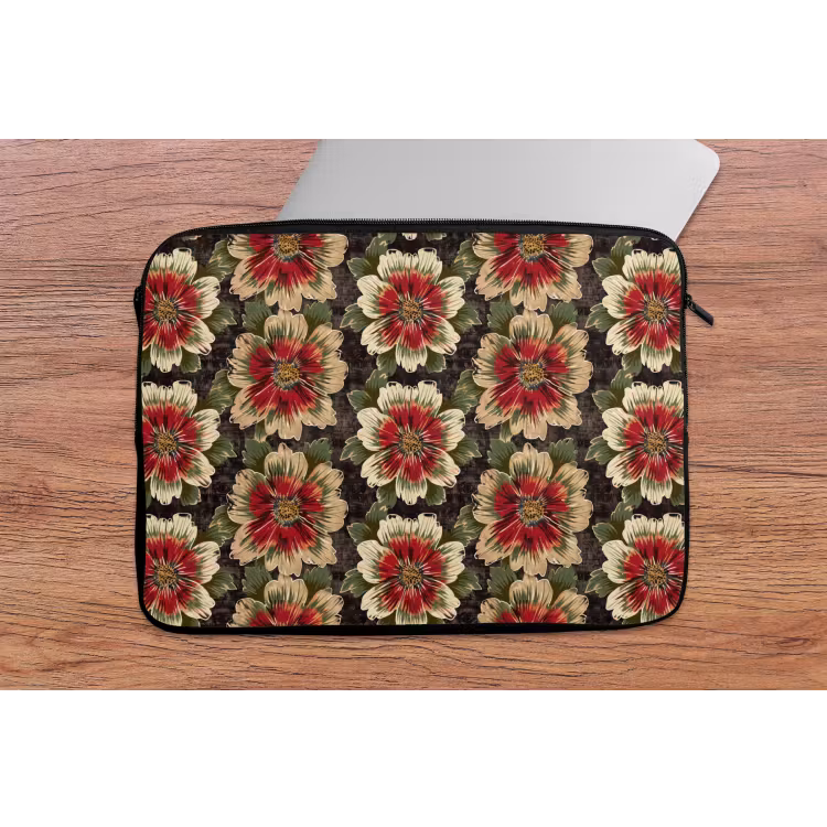 Bloemen - Klassiek - Patroon - Rood laptophoes neopreen klein 279 -tafel