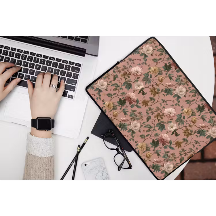Bloemen - Klassiek - Roze laptophoes neopreen klein 279 -bureau