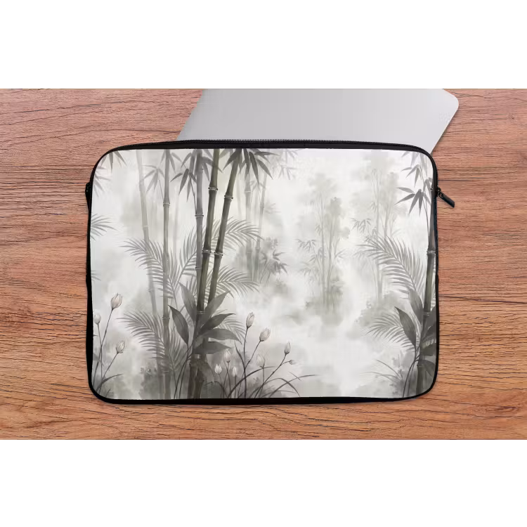 Bloemen - Knop - Tuin - Illustratie - Wit laptophoes neopreen klein -tafel