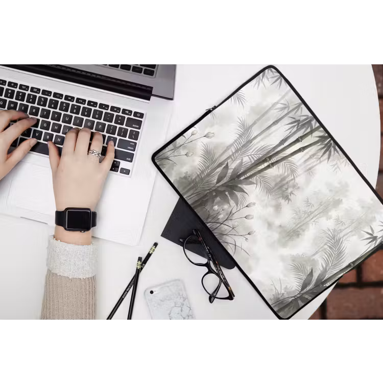 Bloemen - Knop - Tuin - Illustratie - Wit laptophoes neopreen klein -bureau