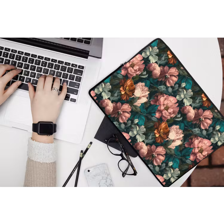 Bloemen - Schilderachtig - Patroon - Roze laptophoes neopreen klein 279 -bureau