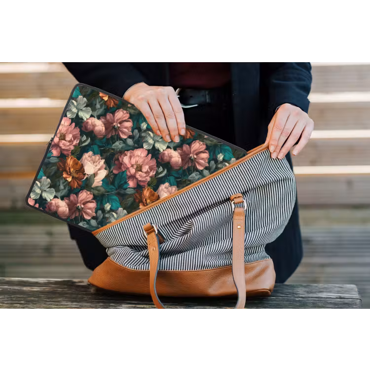 Bloemen - Schilderachtig - Patroon - Roze laptophoes neopreen klein 279 -tas