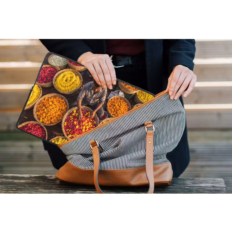 Laptop hülle - Blumen – Markt – Bunt - Bloemen - Markt - Kleurrijk laptophoes neopreen klein