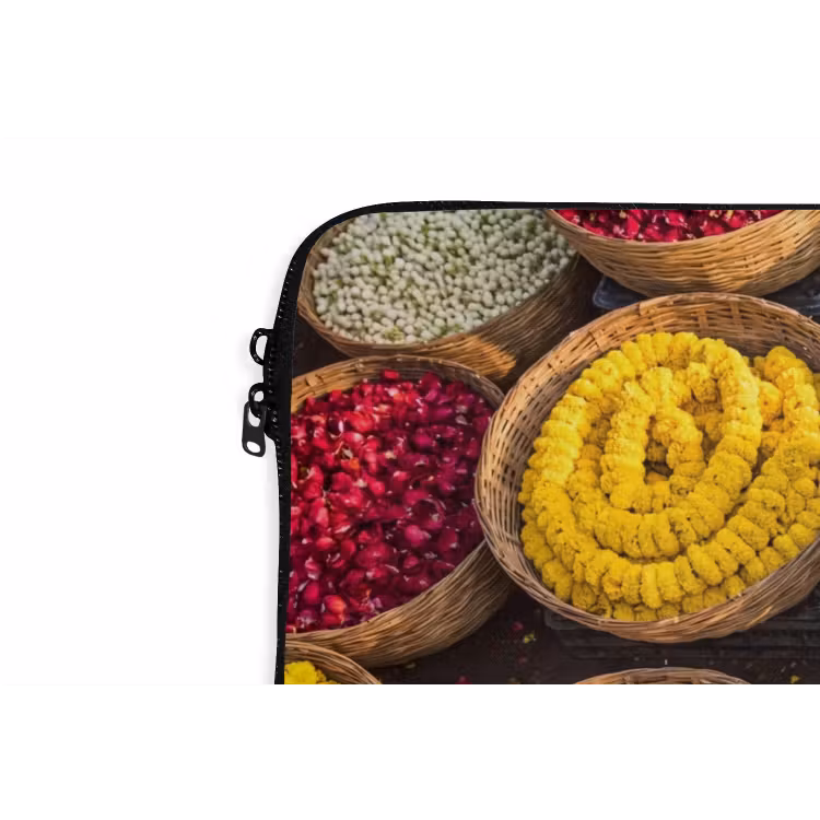 Laptop hülle - Blumen – Markt – Bunt - Bloemen - Markt - Kleurrijk laptophoes neopreen klein