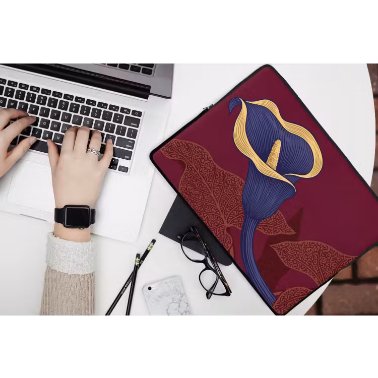 Laptop hülle - Blumen – Modern – Lila - Bloemen - Modern - Paars laptophoes neopreen klein