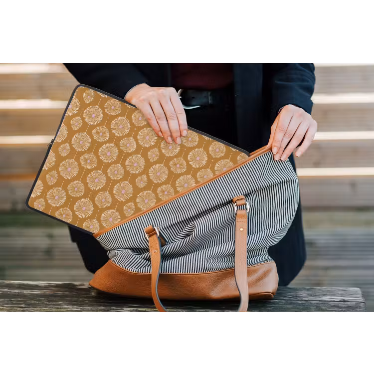 Bloemen - Modern - Oker laptophoes neopreen klein 279 -tas