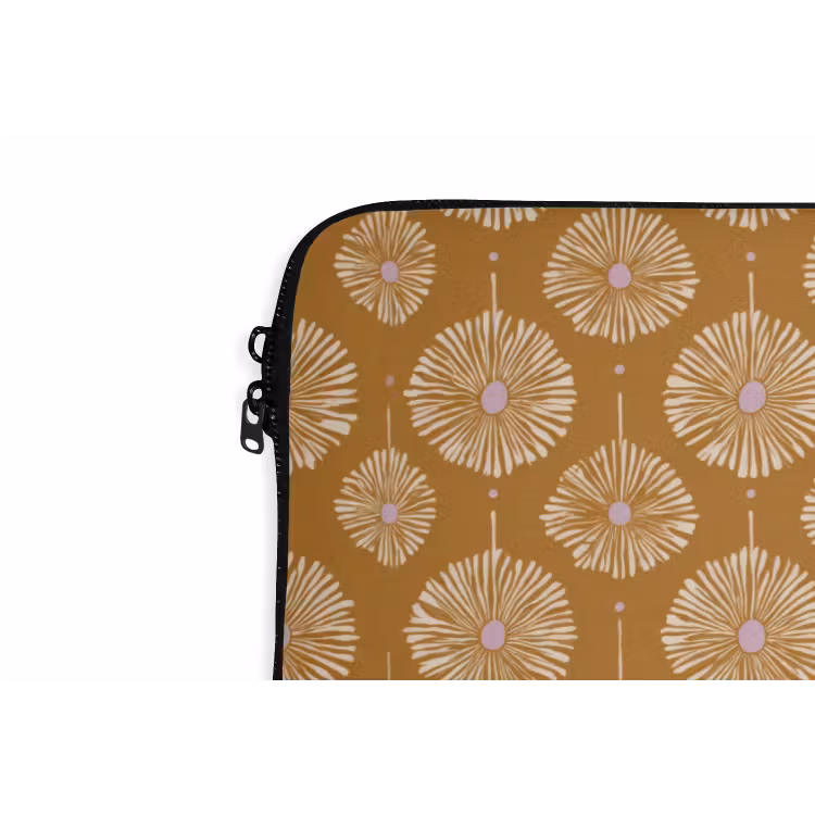 Bloemen - Modern - Oker laptophoes neopreen klein 279 -detail