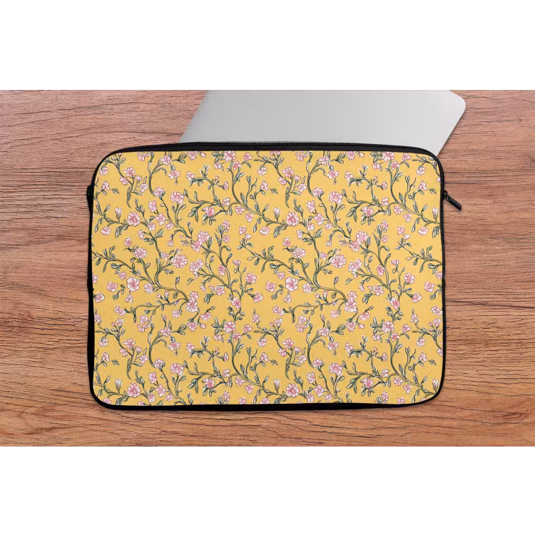 Bloemen - Motief - Geel laptophoes neopreen klein 279 -tafel
