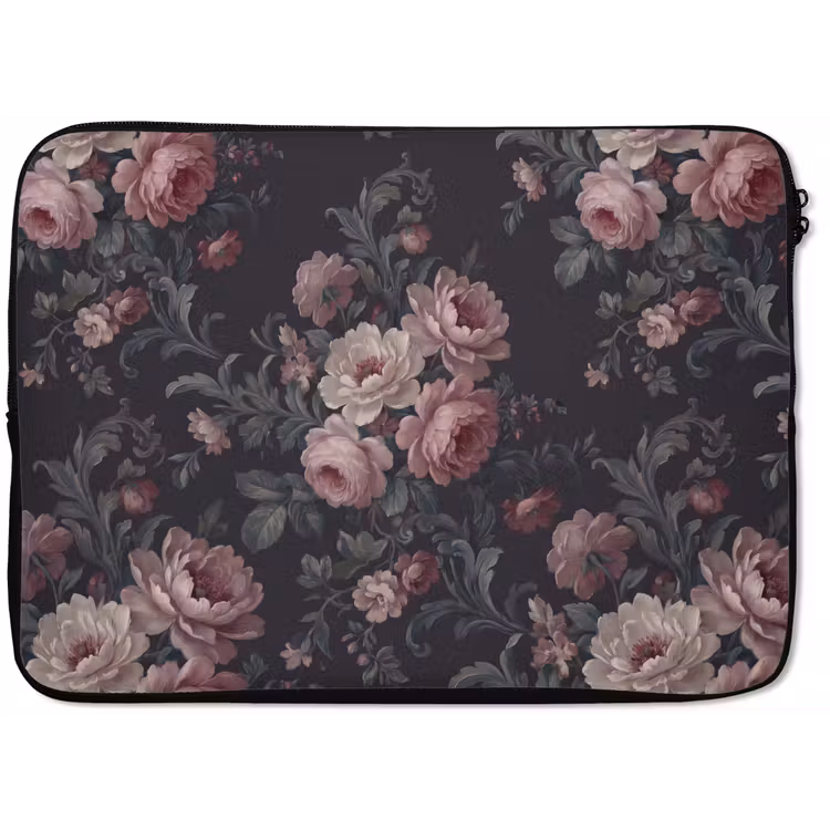 Bloemen - Patroon - Sierlijk - Roze - Donker laptophoes neopreen klein -zkaufland3dotto