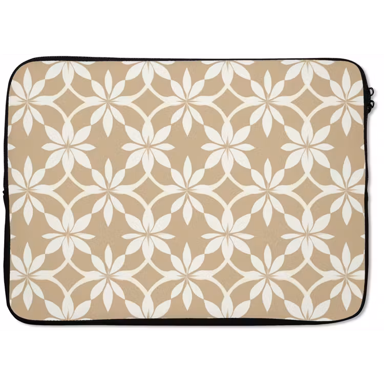 Bloemen - Patroon - Beige laptophoes neopreen klein 279 -zkaufland3dotto