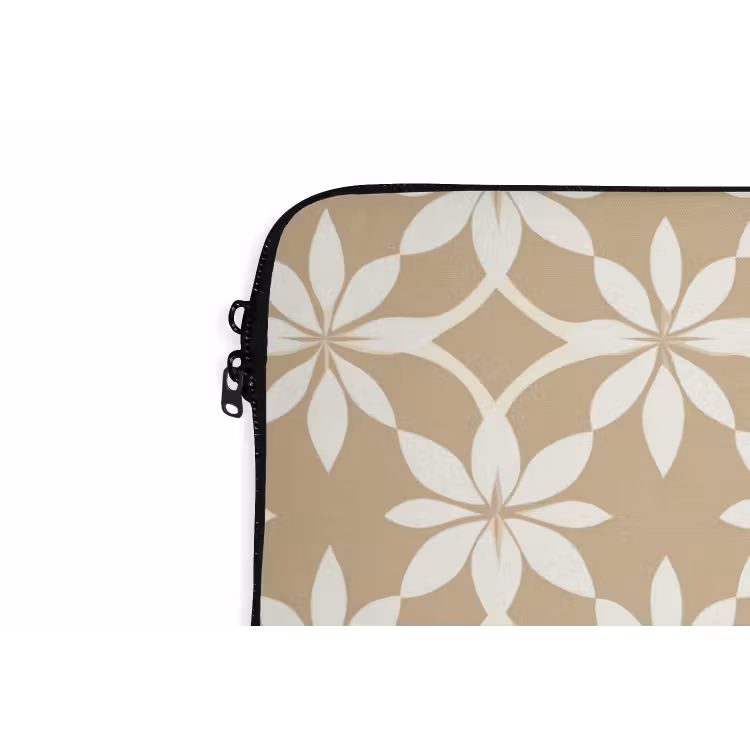 Bloemen - Patroon - Beige laptophoes neopreen klein 279 -detail