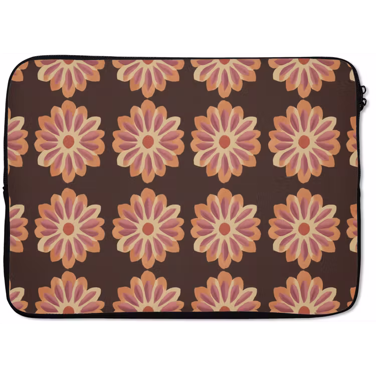 Bloemen - Patroon - Bruin laptophoes neopreen klein 279 -zkaufland3dotto
