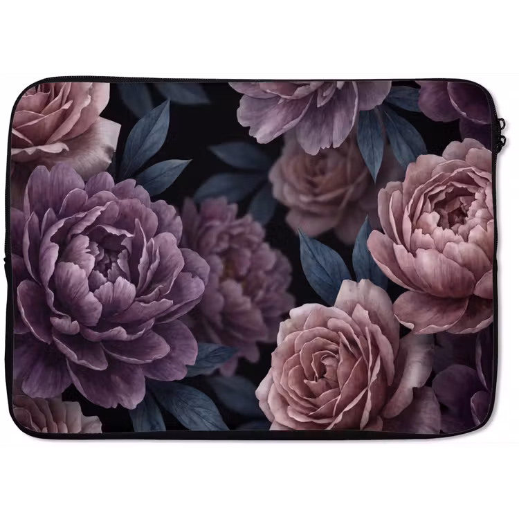 Bloemen - Patroon - Donker - Botanisch - Paars laptophoes neopreen klein -zkaufland3dotto