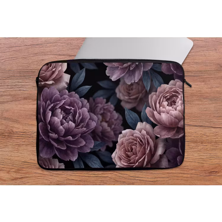 Bloemen - Patroon - Donker - Botanisch - Paars laptophoes neopreen klein -tafel