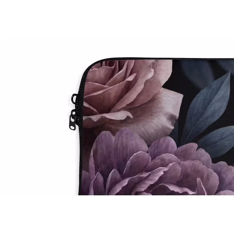Bloemen - Patroon - Donker - Botanisch - Paars laptophoes neopreen klein -detail