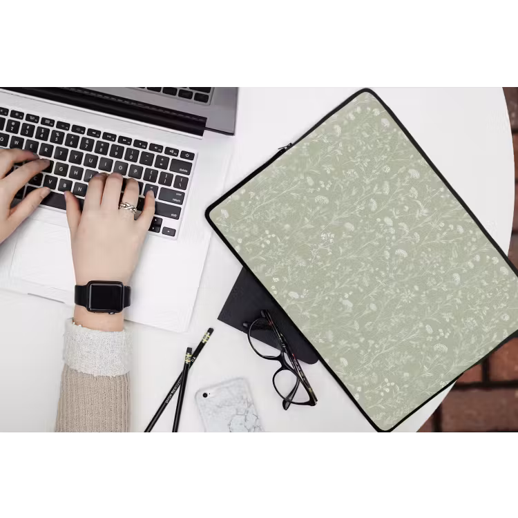 Bloemen - Patroon - Groen laptophoes neopreen klein 279 -bureau