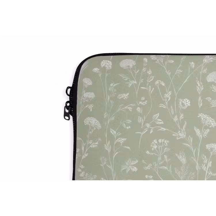 Bloemen - Patroon - Groen laptophoes neopreen klein 279 -detail
