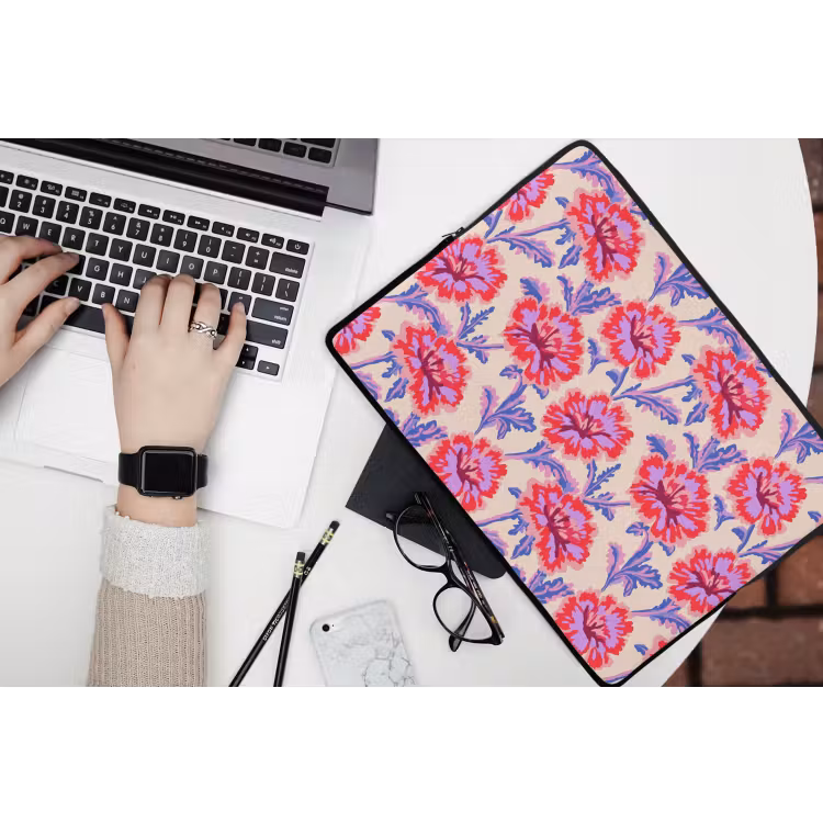 Bloemen - Patroon - Meerkleurig laptophoes neopreen klein 279 -bureau