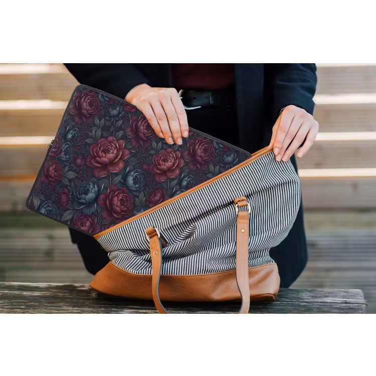 Bloemen - Patroon - Natuur - Klassiek - Donker laptophoes neopreen klein -tas