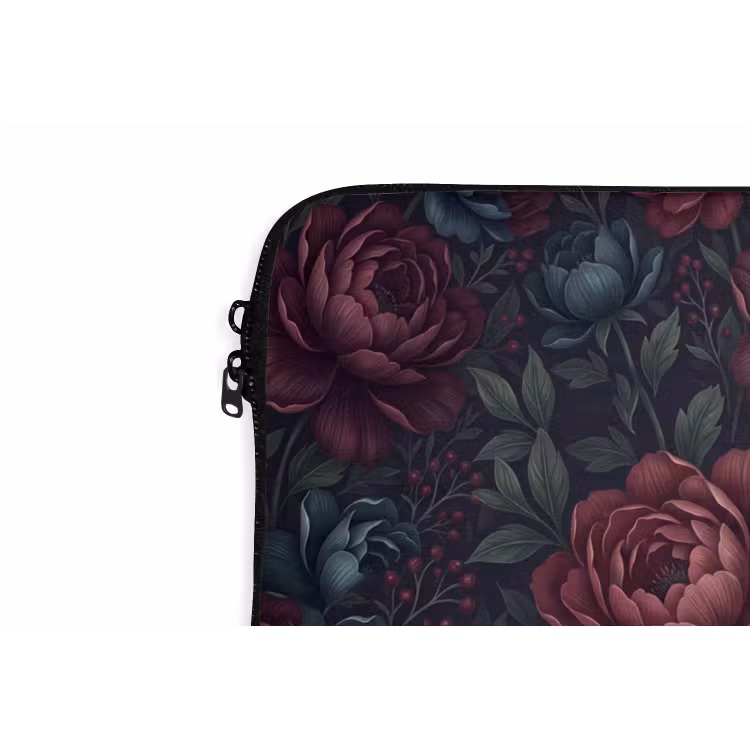 Bloemen - Patroon - Natuur - Klassiek - Donker laptophoes neopreen klein -detail