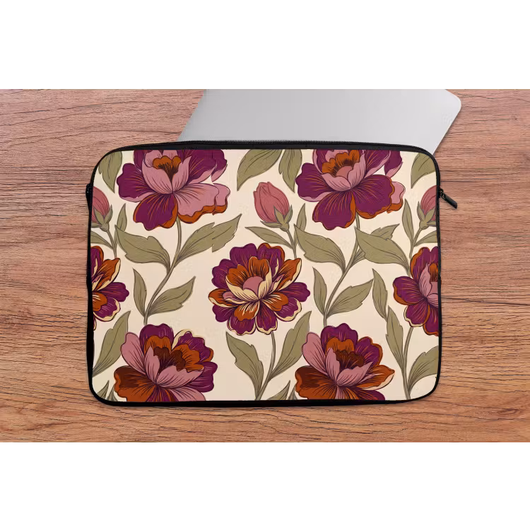 Bloemen - Patroon - Natuur - Modern - Paars laptophoes neopreen klein -tafel